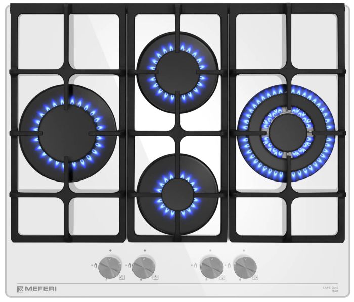 Газовая варочная панель Meferi MGH604WH GLASS ULTRA