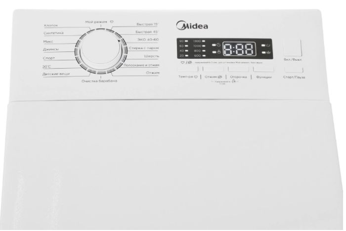 Вертикальная стиральная Midea MFE12W75B/W-RU