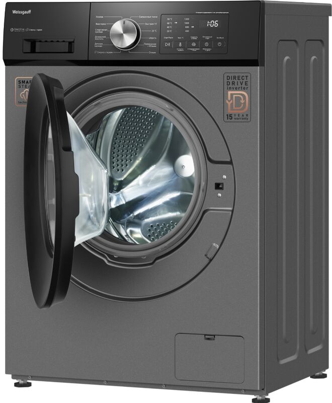 Cтиральная машина Weissgauff WM 45127 Direct Drive Inverter Steam Deep Grey