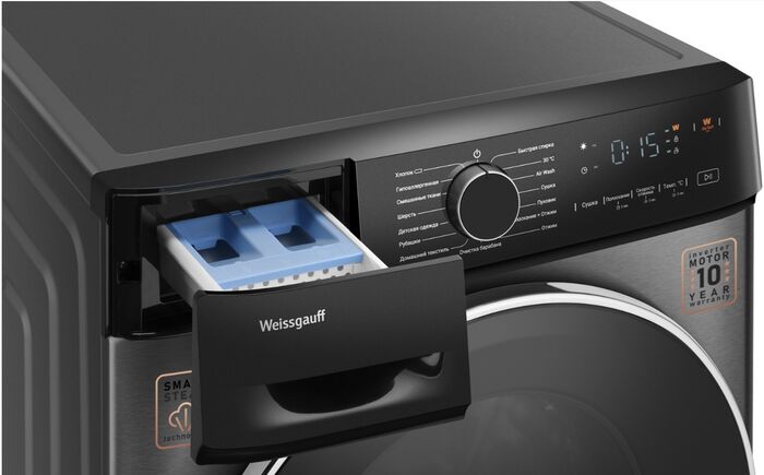Стирально-сушильная машина Weissgauff WMD 4828 Inverter Steam Grey