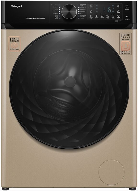 Стиральная машина Weissgauff WM 59411 Direct Drive Inverter Steam Champagne
