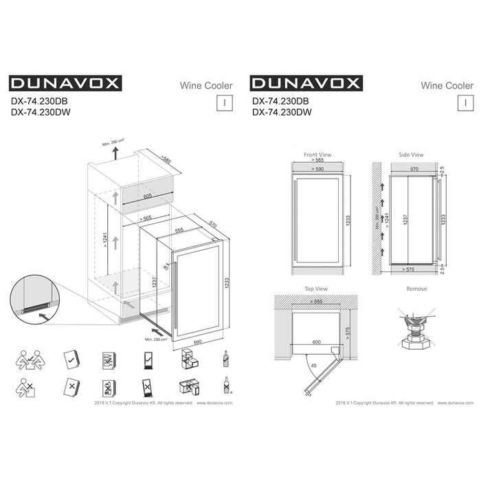 Встраиваемый винный шкаф Dunavox DX-74.230DW
