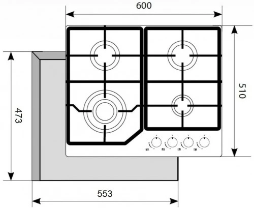 Газовая варочная панель Akpo PGA 604 FGC WH