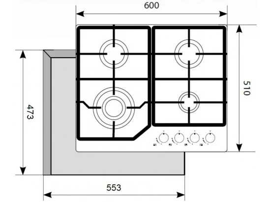 Газовая варочная панель Akpo PGA 604 FGC-3 BL