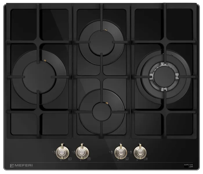 Газовая варочная панель Meferi MGH604BK GLASS RETRO
