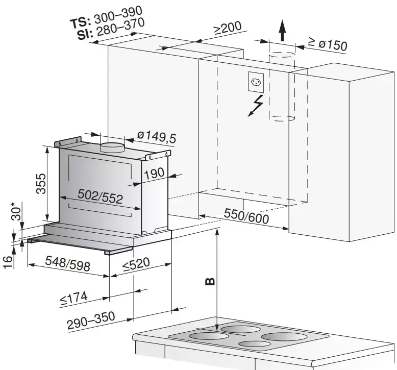 Телескопическая вытяжка V-ZUG DFSG6c