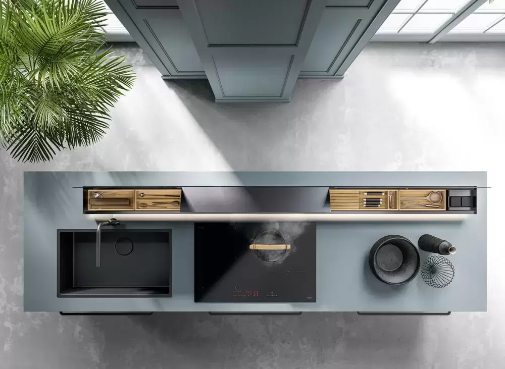 Встраиваемая в столешницу вытяжка Falmec MONOLITH 90 VETRO NERO